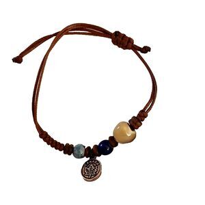 Handmade beaded string bracelet small Canada charm adjustable